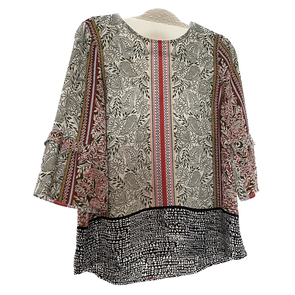 DR2 Floral Patterned 3/4 Sleeve Women’s Top Blouse Small